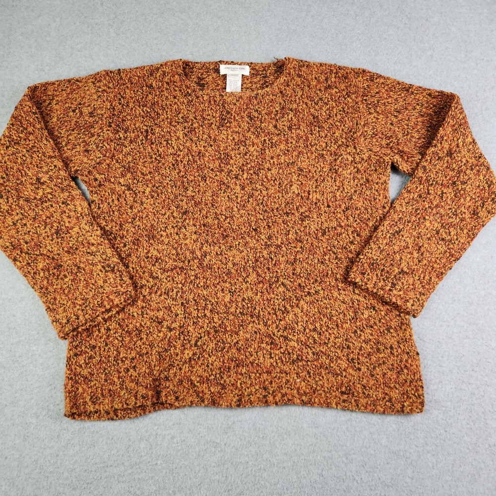 Jones New York Womens Small Orange Knit Soft Warm Winter Long Sleeve Crew‎ Neck